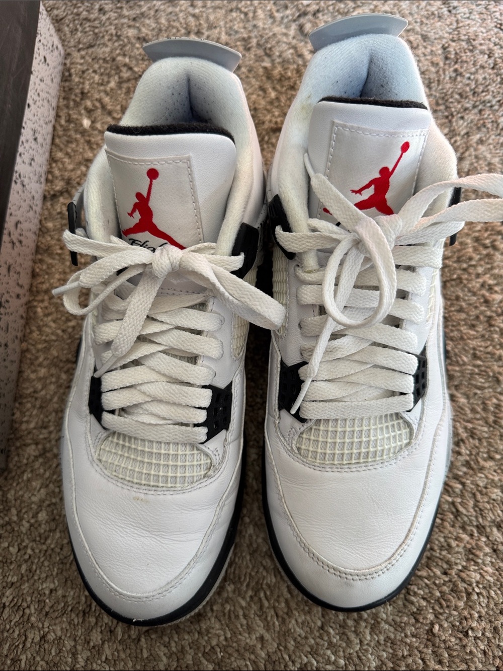 Jordan Retro IV White and Cement Grey Sneakers - Picture 2 of 5